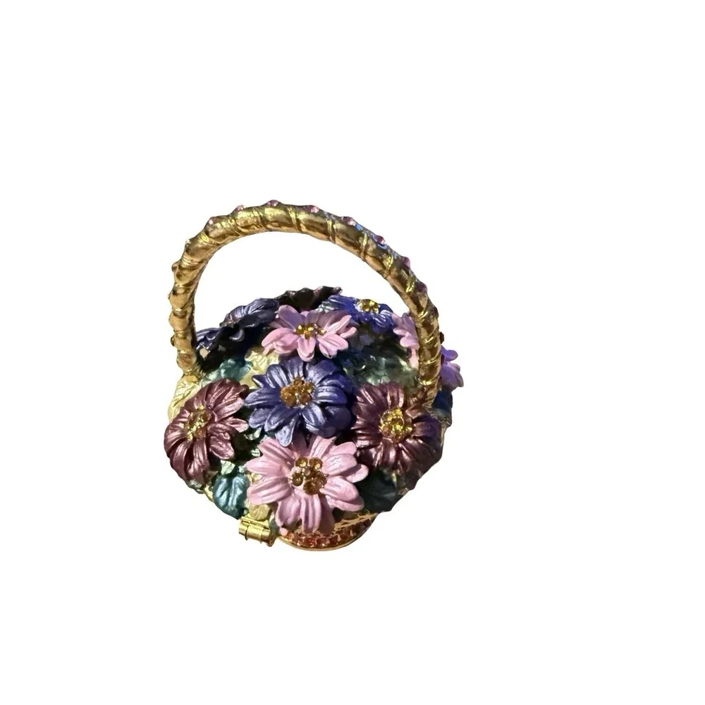 DEPARTMENT 56 BEJEWELED COLLECTION JEWELED Flower Basket TRINKET BOX